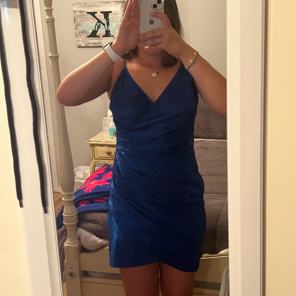 BCX DRESS Blue Sequence Bodycon